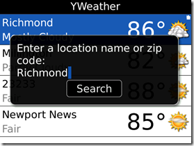 Yweather search