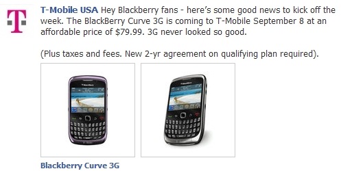 T-Mobile BlackBerry Curve 3G announcement