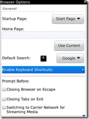 BlackBerry 6 Keyboard Shortcuts