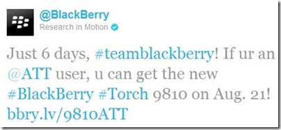 BlackBerry AT&T Torch 9810 Tweet