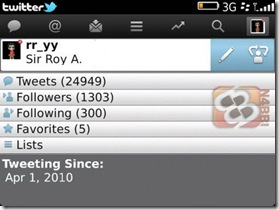 twitter for BlackBerry 2.1 screenshot