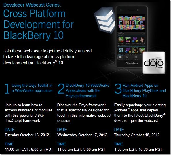 BlackBerry 10 Dev Webinars