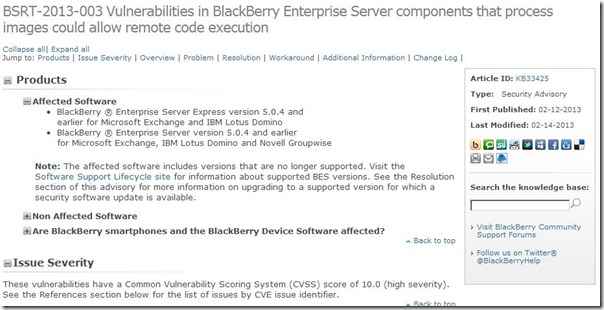 KB33425-BSRT-2013-003 Vulnerabilities in BlackBerry Enterprise Server components-000172