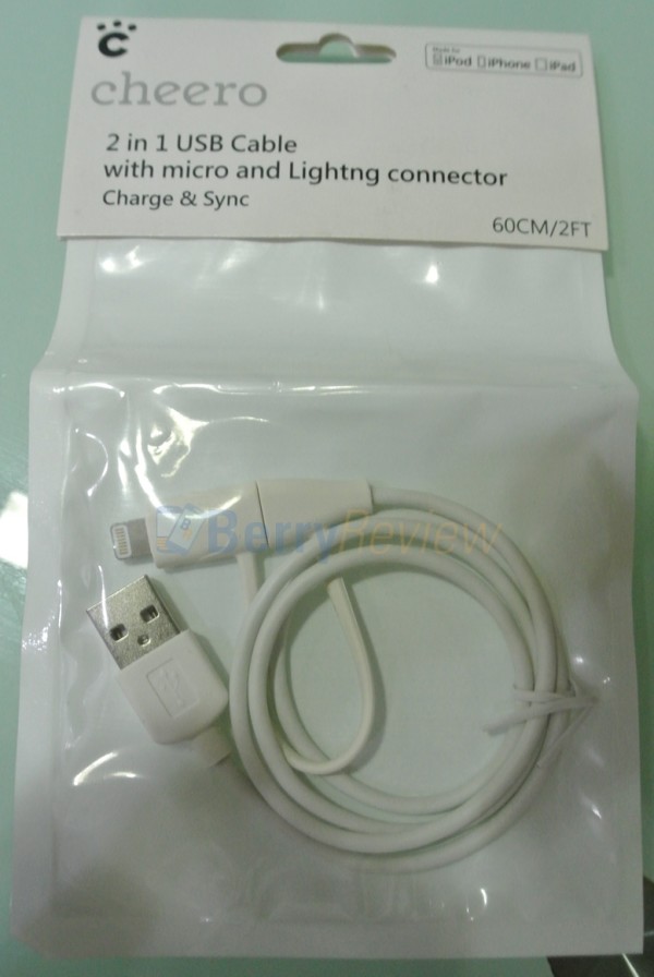 cheero 2in1 USB Cable with micro USB & Lightning connector Retail Packaging