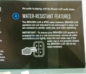 Braven Lux water resistant notice